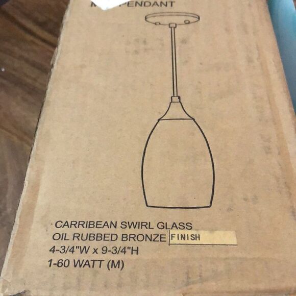 VAXCEL Milano Bronze Mini Pendant Ceiling Light Blue Glass - Picture 6 of 7